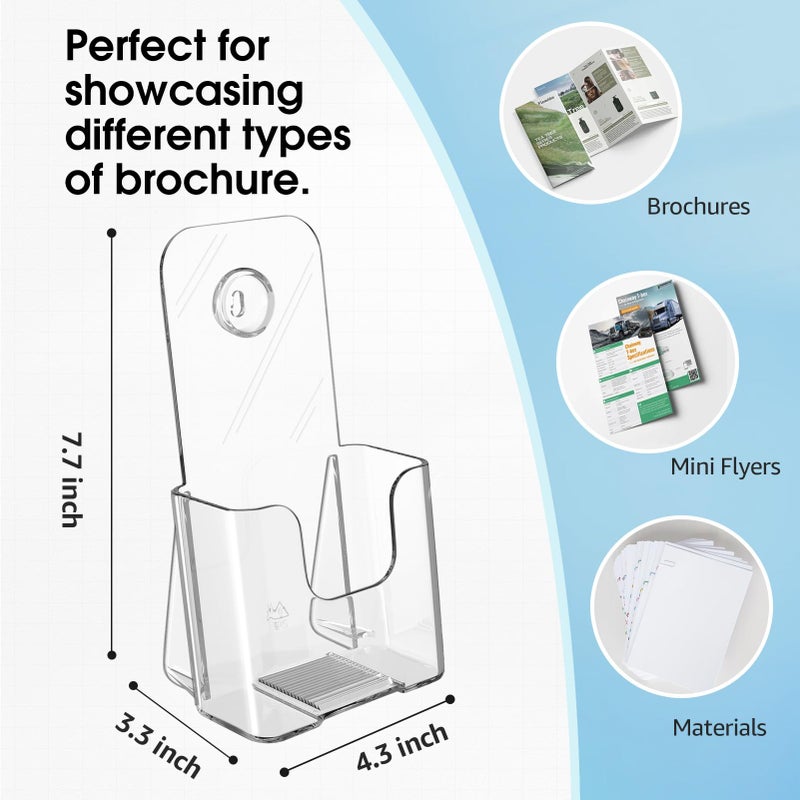 ماكسجير حامل كتيبات أكريليك من ماكس جير، حامل ثلاثي الطيات بعرض 4 بوصات، حامل بلاستيكي للمنشورات والكتيبات والنشرات الإعلانية وبطاقات العرض، حامل عرض شفاف يُثبت على الحائط، مناسب للاستخدام المكتبي أو المنزلي، عبوة من 12 قطعة - Image 2